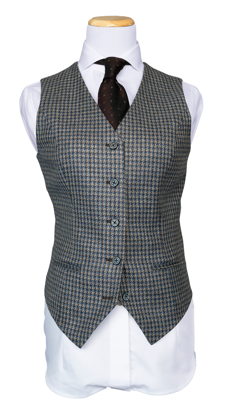 Blue-Grey Houndstooth Wool Suit