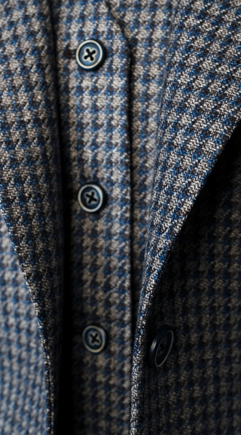 Blue-Grey Houndstooth Wool Suit
