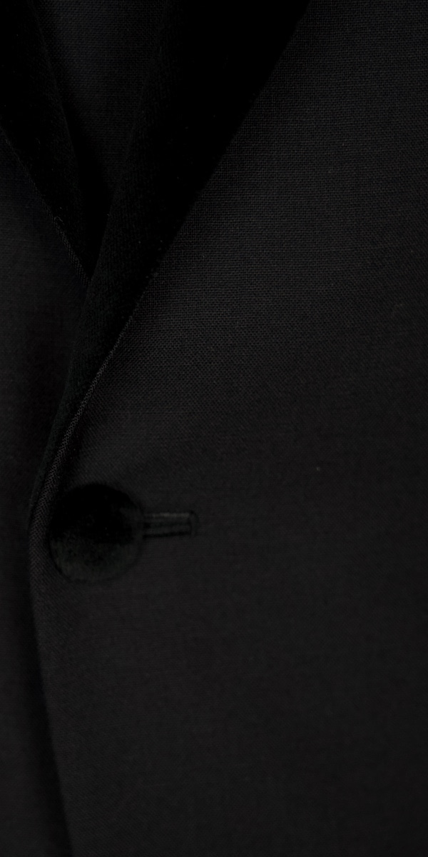 Classy Black Wool with Velvet Lapel Tuxedo