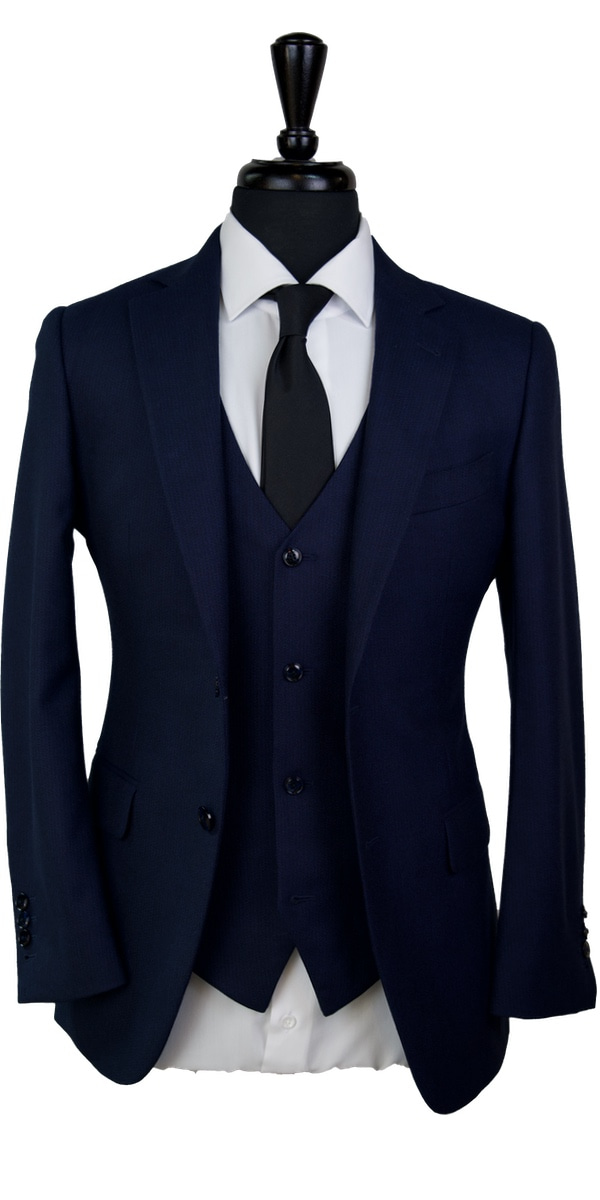 Dark Blue Chambray Wool Suit