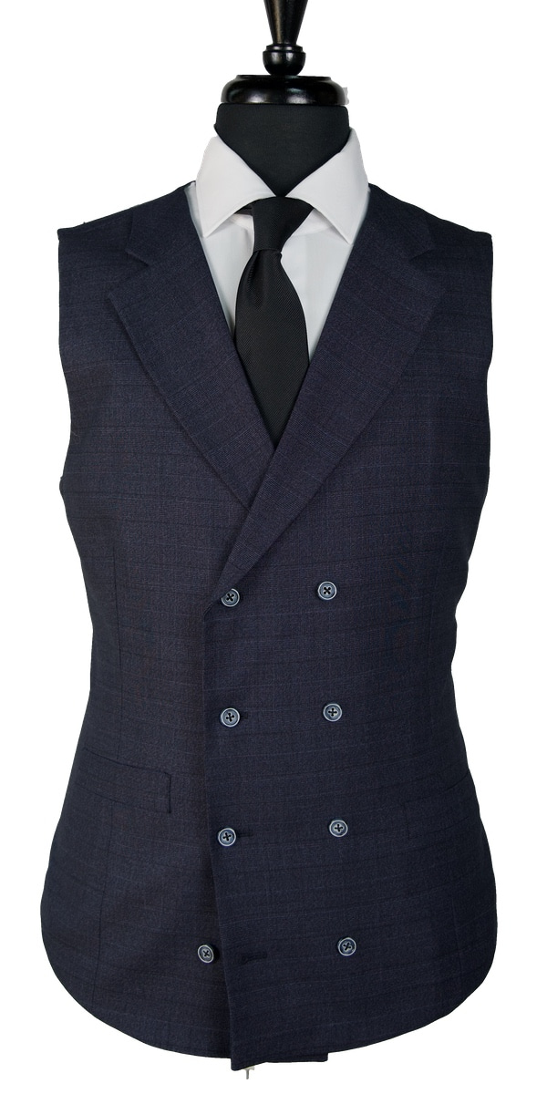 Complet Laine Prince de Galles Bleu Denim