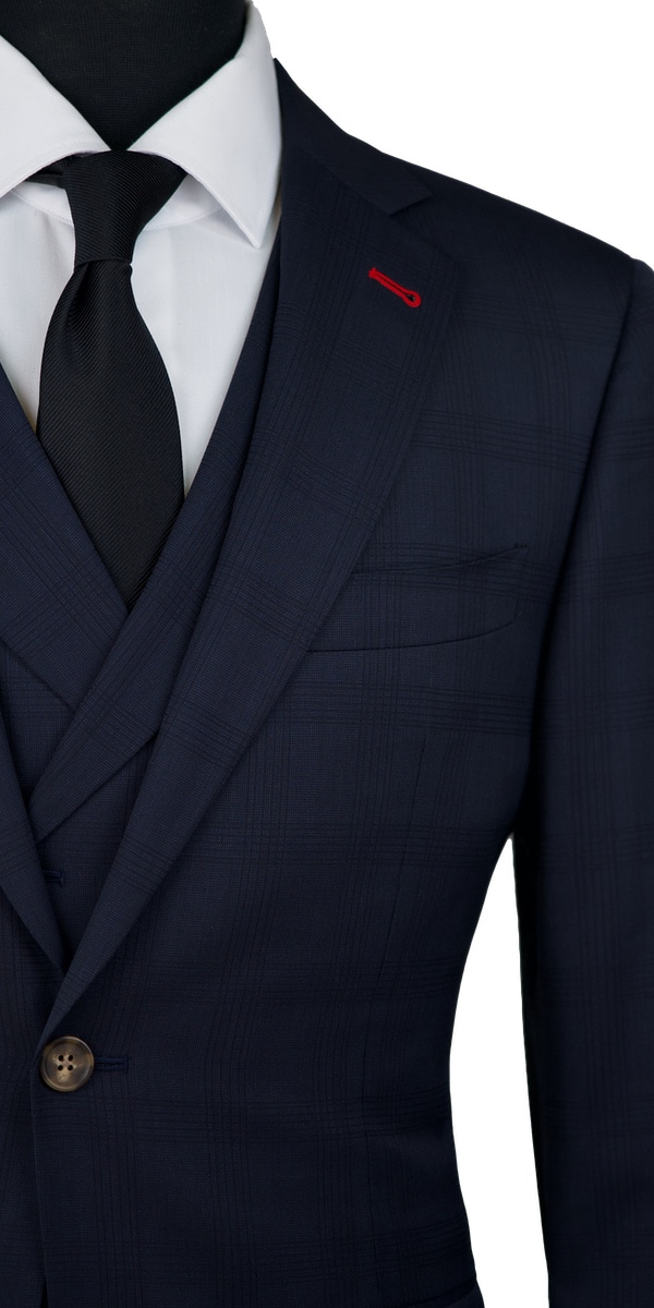 Dark Blue Subtle Check Wool Suit