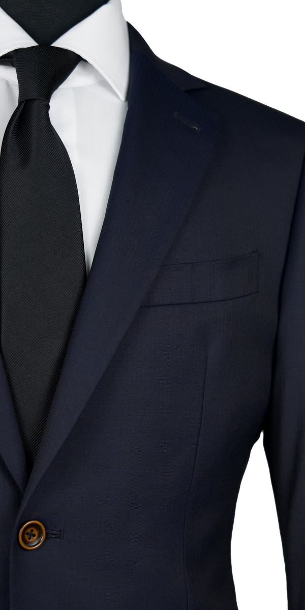 Midnight Blue Micro-Herringbone Wool Suit