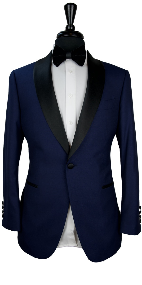 Navy Blue Dobby Shawl Tux