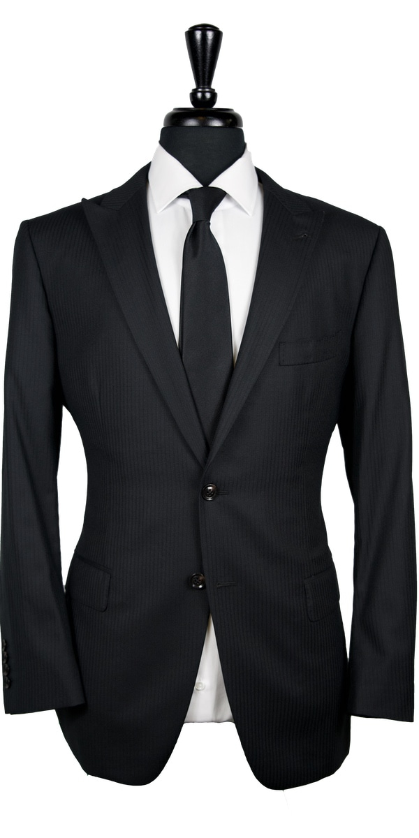 Black on Black Stripe Wool Suit