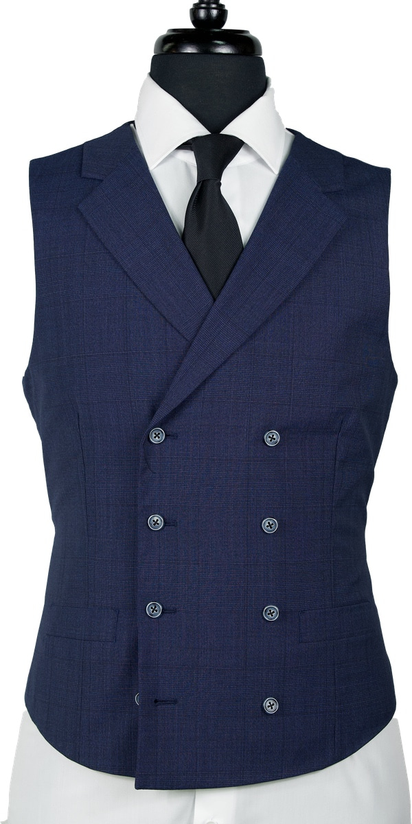 Indigo Blue Prince of Wales Wool Suit