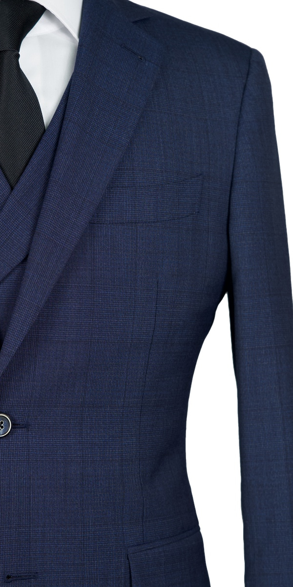 Indigo Blue Prince of Wales Wool Suit