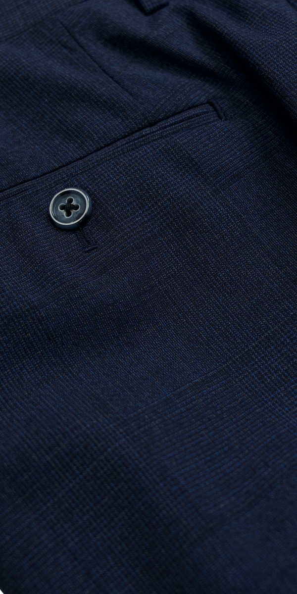 Indigo Blue Prince of Wales Wool Suit