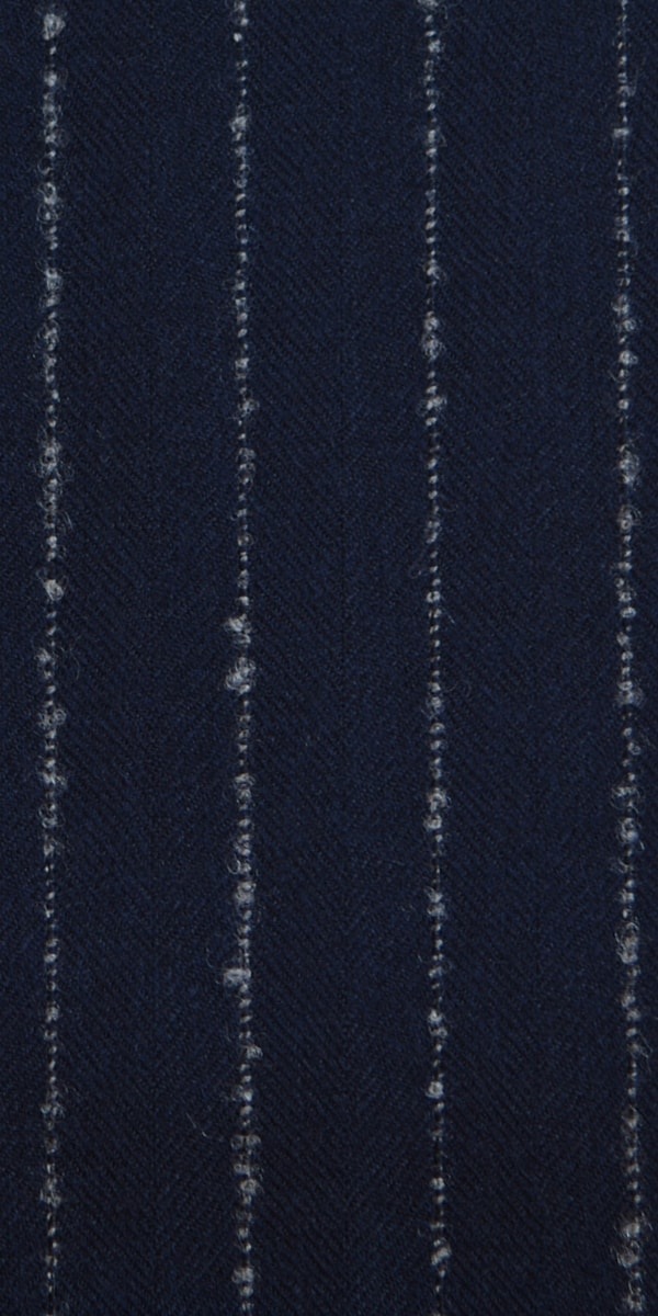 Navy Blue Fuzzy Pinstripe Wool Suit