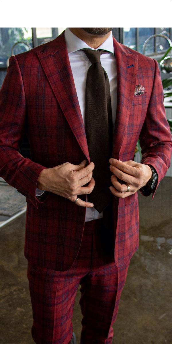 Red Check Wool Suit