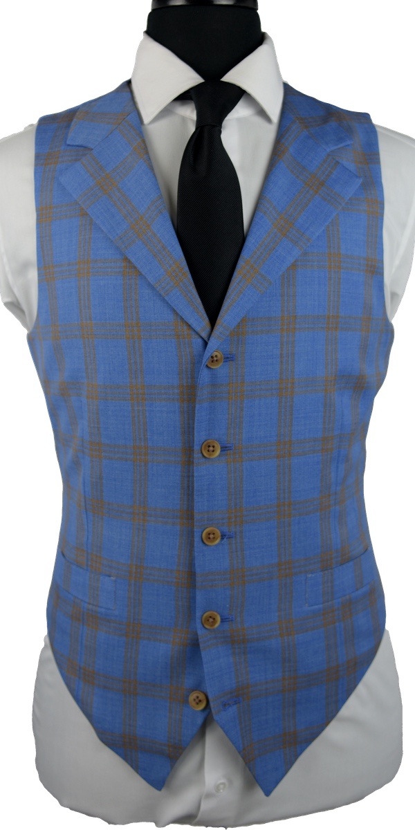 Sky Blue with Yellow Check Wool Suit