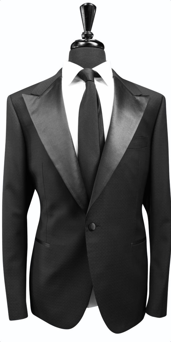 Black Textured Wool Tuxedo