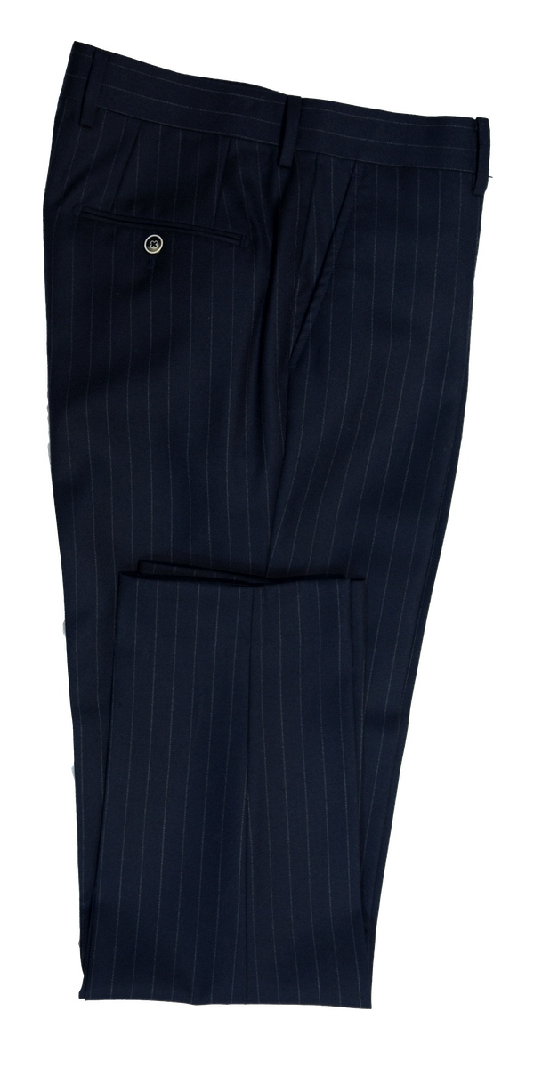 Berry Blue Pinstripe Twill Wool Suit