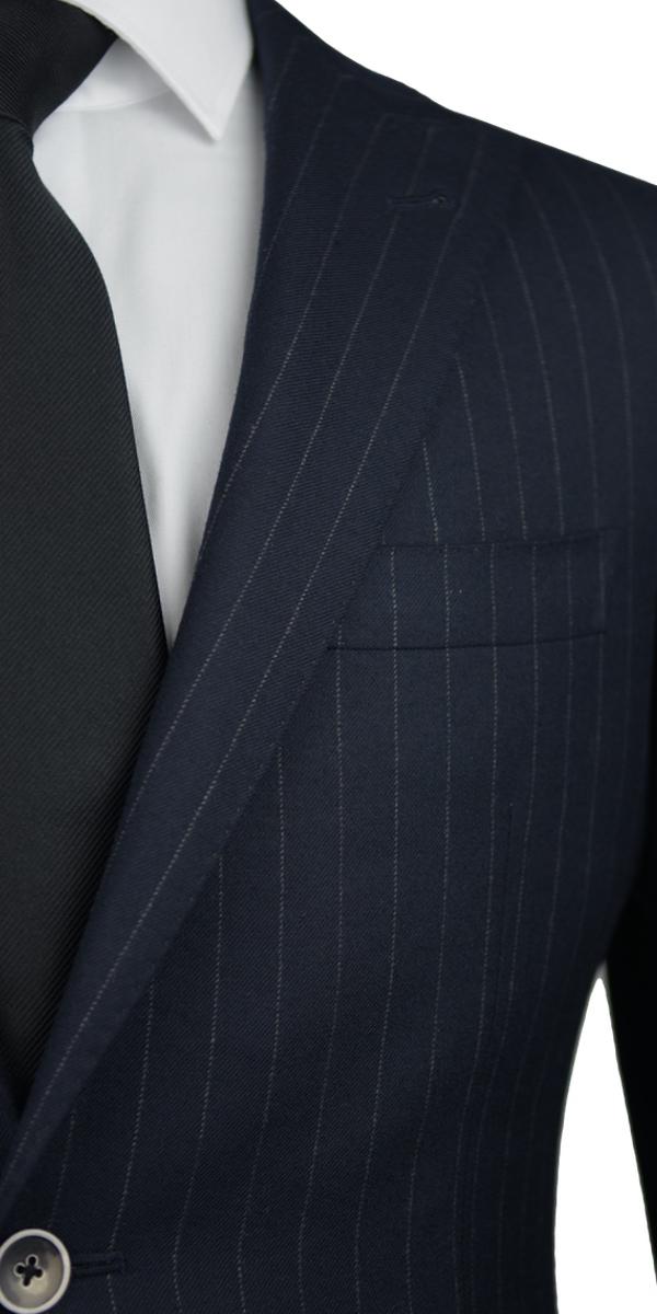 Berry Blue Pinstripe Twill Wool Suit