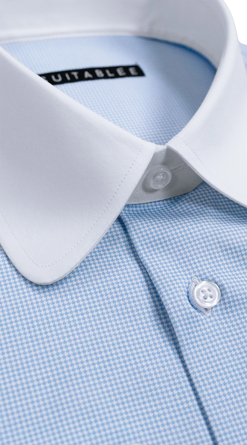 Blue Houndstooth Dress Shirt