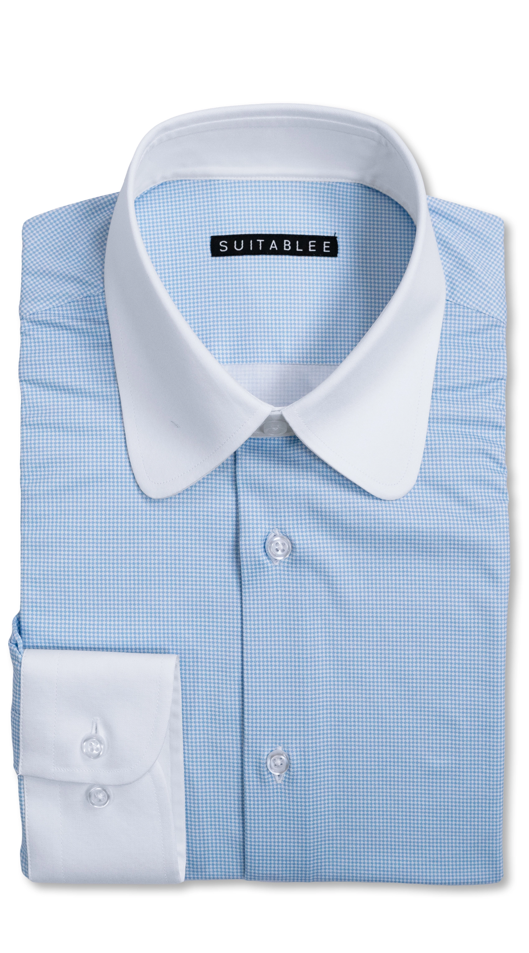 Blue Houndstooth Dress Shirt