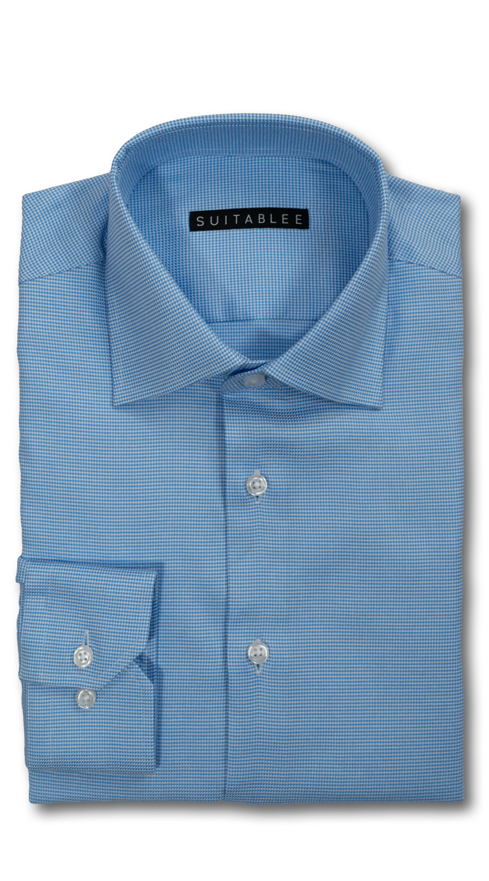 Chemise Habillée Bleu Micro-Gingham