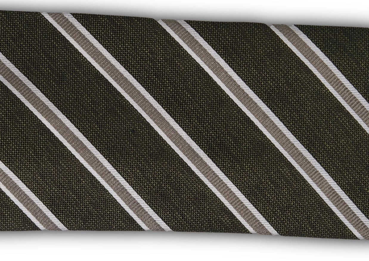 Green Canvas with Stripe Silk Tie