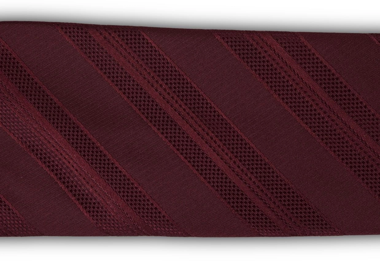 Burgundy Textured Striped Silk Tie