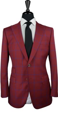 Red Windowpane Wool Suit