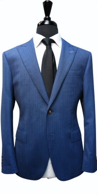 Sapphire Blue Herringbone Wool Suit