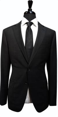 Black Windowpane Wool Suit