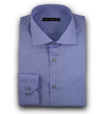 Blue Mini-Houndstooth Dress Shirt