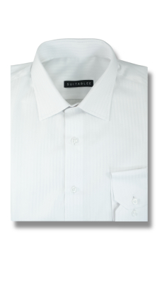 Mini White Herringbone Dress Shirt