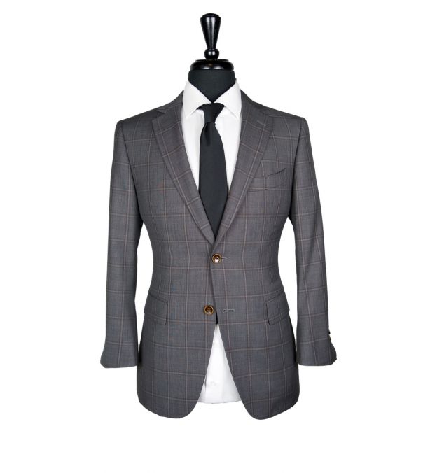 Grey with Brown Windowpane Suit