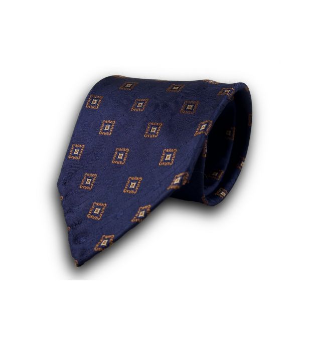 Blue Dotted Textured Silk Tie