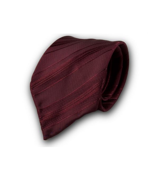 Burgundy Textured Striped Silk Tie