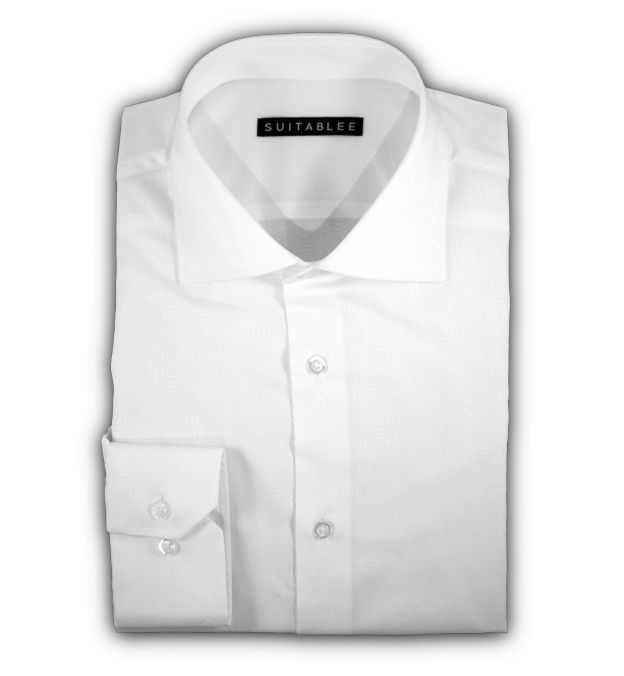 White Paisley Dobby Dress Shirt
