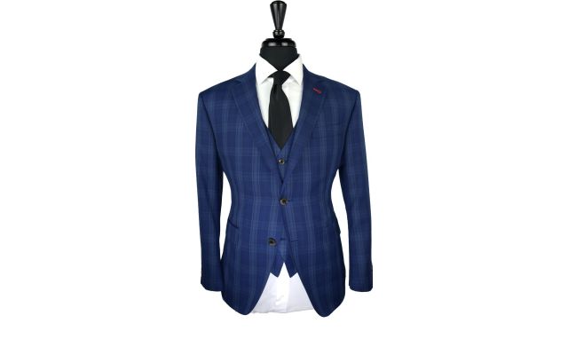 Royal Blue Check Wool Suit