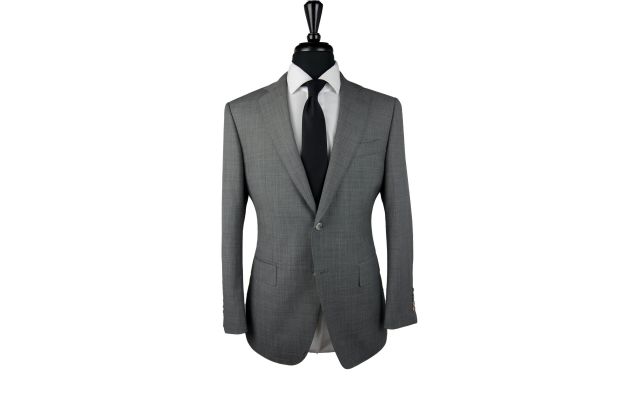 Grey Sharkskin Wool Suit