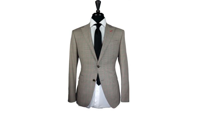 Houndstooth with Red Check Wool Suit