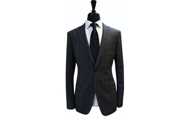 Charcoal Windowpane Wool Suit