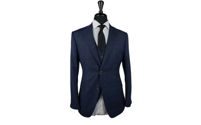 Berry Blue Check Wool Suit