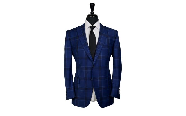 Large Check Blue Wool Suit