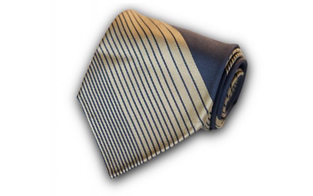 Striped Space Blue Silk Tie
