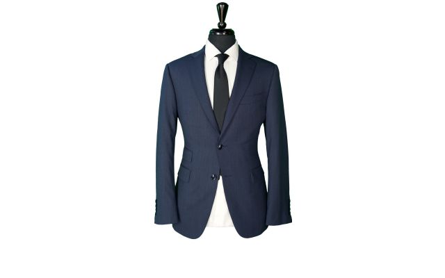 Blue Hopsack Wool Suit