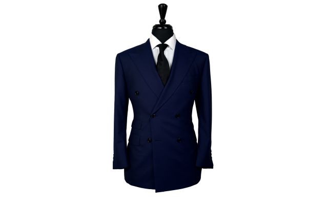 Navy Blue Dobby Wool Suit