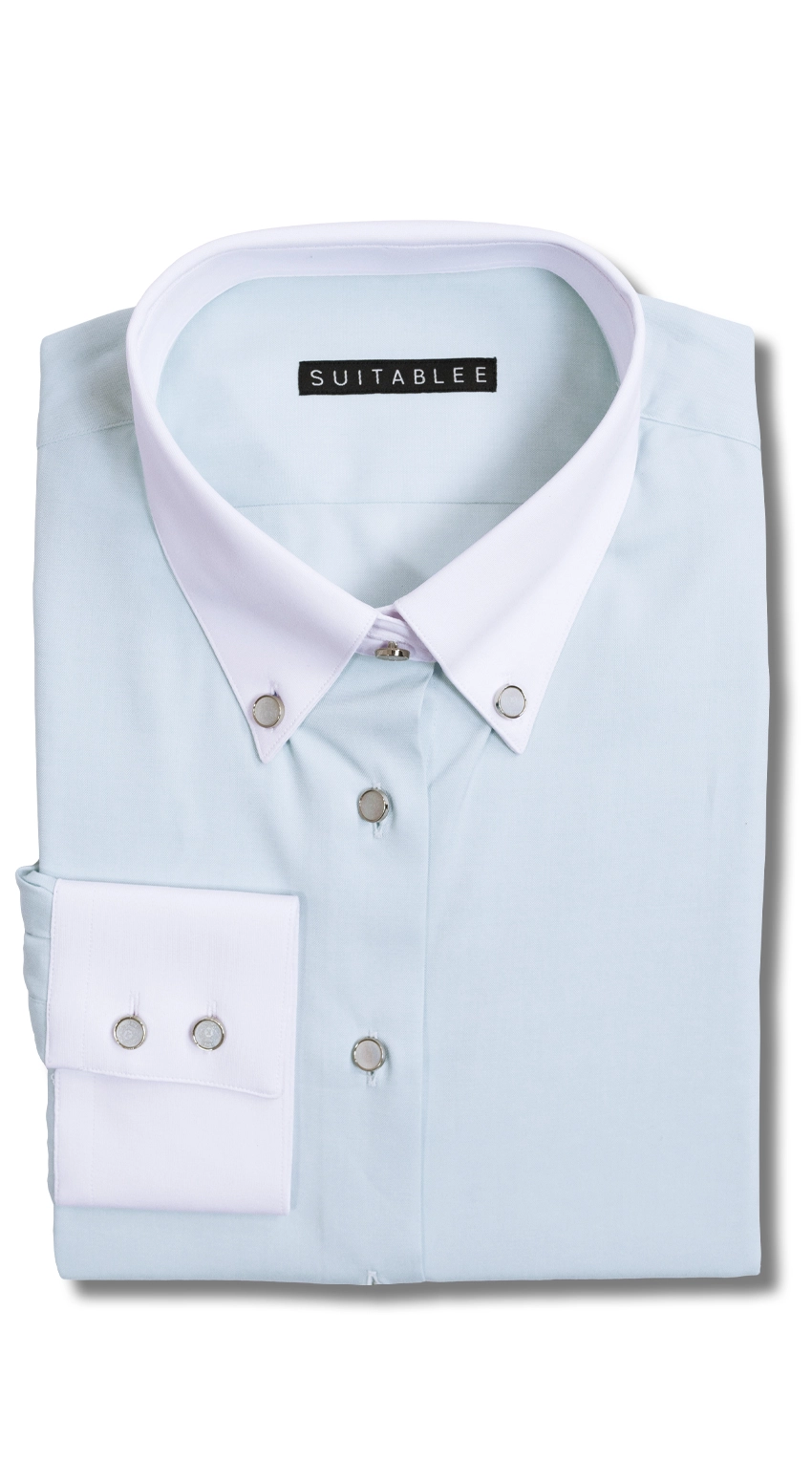Ice Blue Contrast Dress Shirt