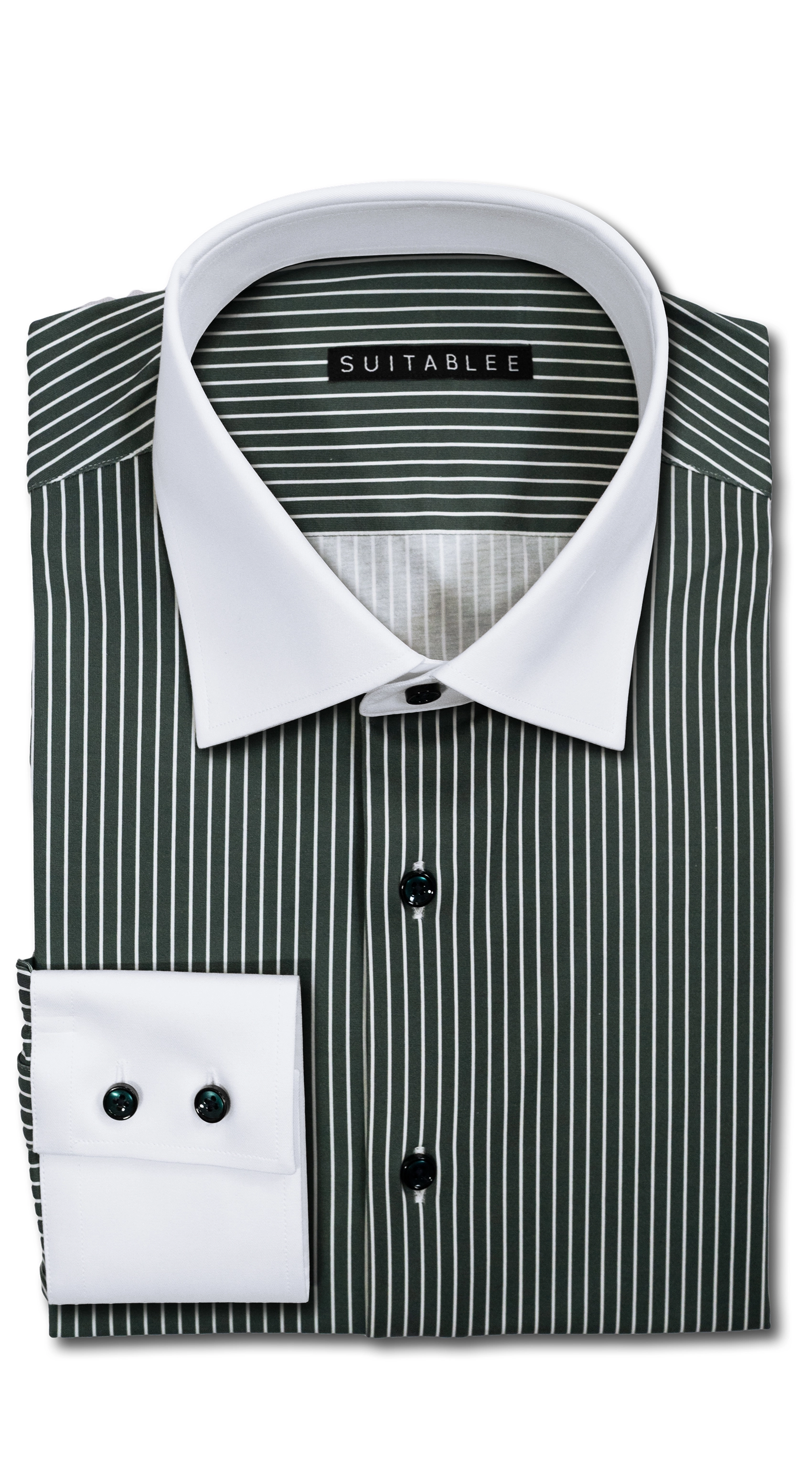 Chemise Habillée Vert Foncé Rayures