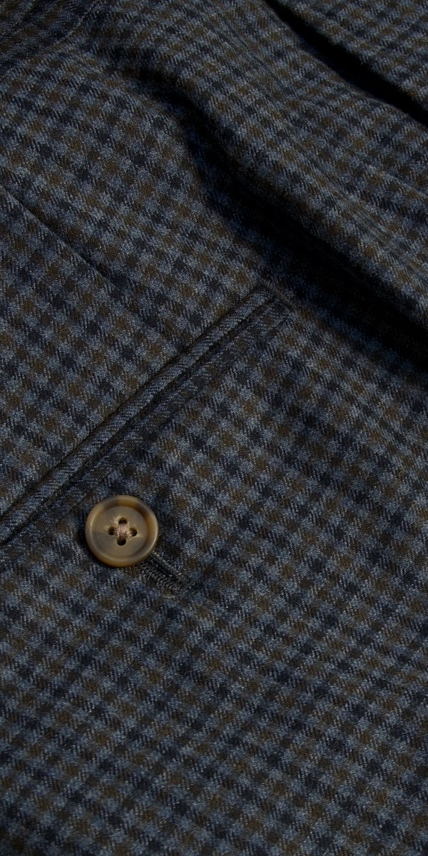 Navy Blue Brown Gingham Wool Suit