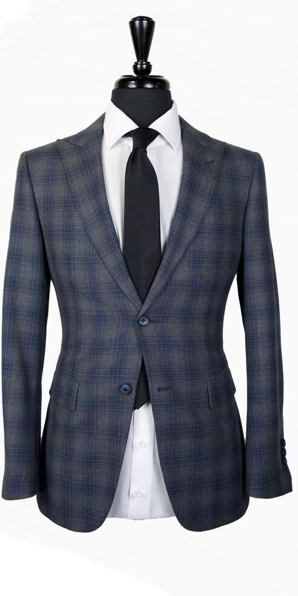 Grey with Blue Plaid Suit