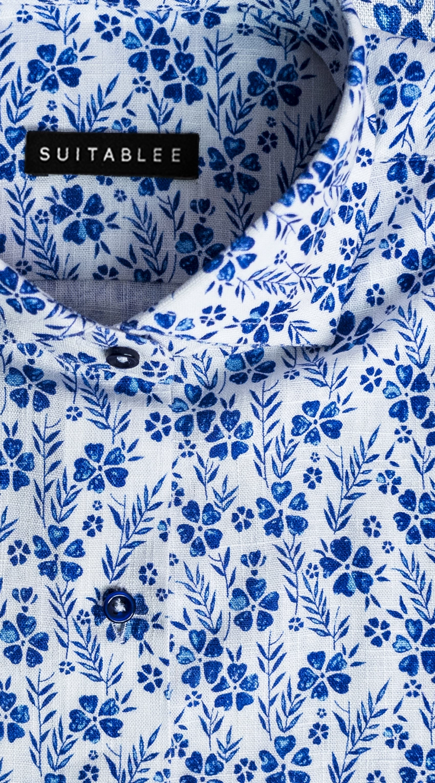 Chemise Habillée Fleurs Bleues