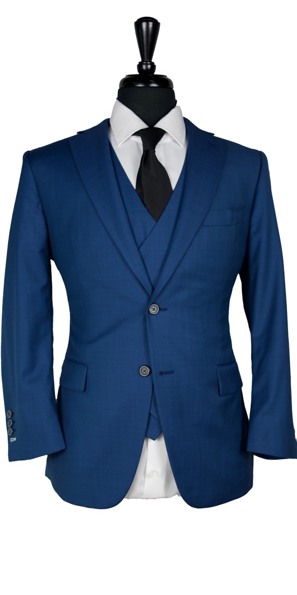 Blue Sharkskin Wool Suit