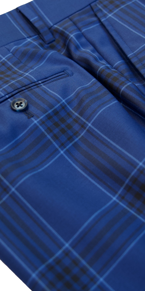 Large Check Blue Wool Suit