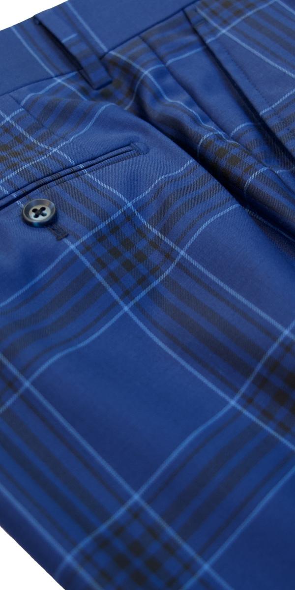 Large Check Blue Wool Suit