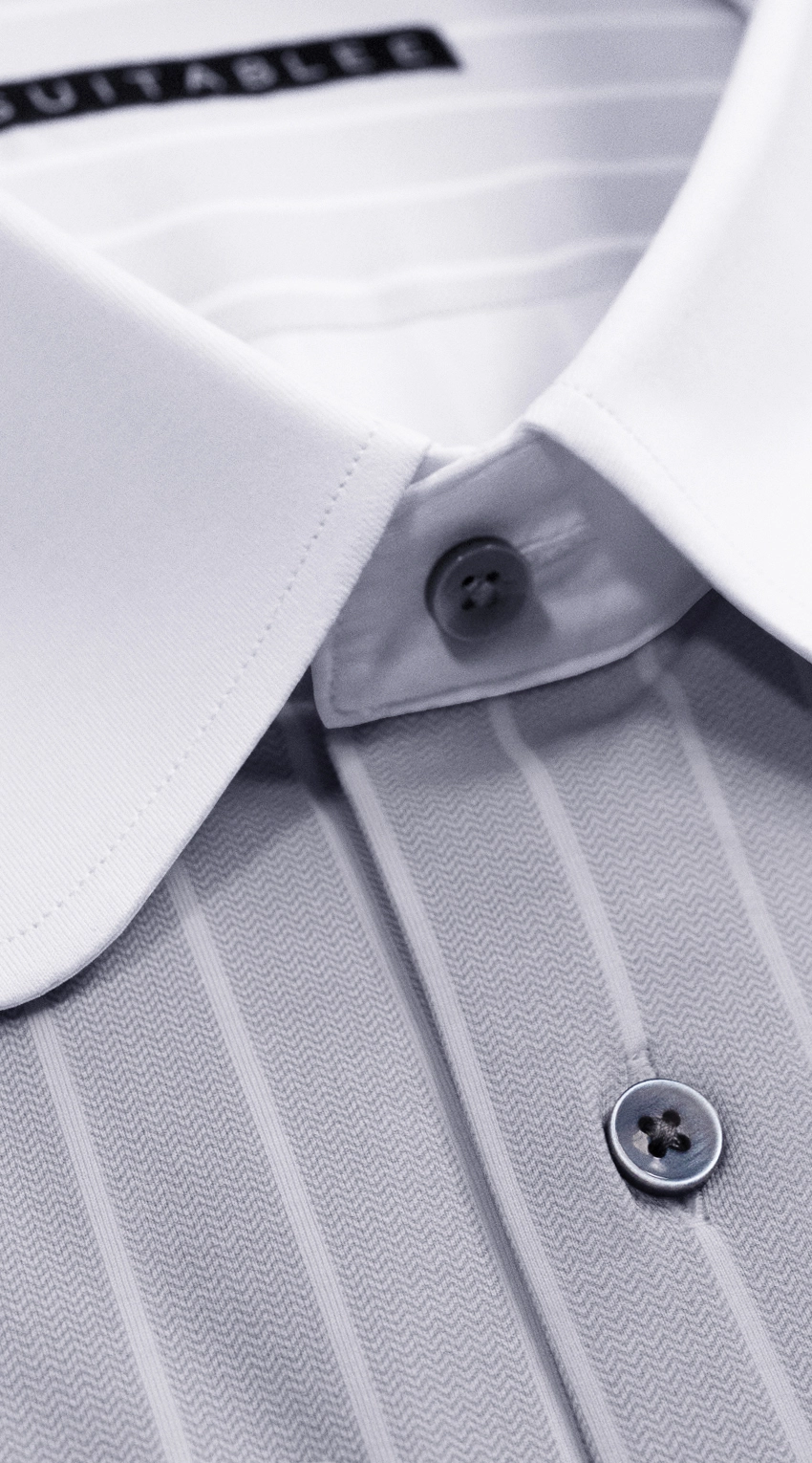 Chemise Habillée Rayures Gris Herringbone 